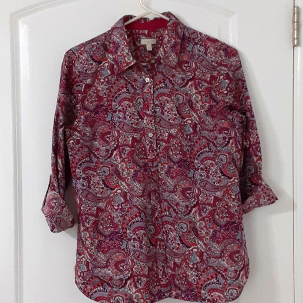 Talbots paisley button down shirt